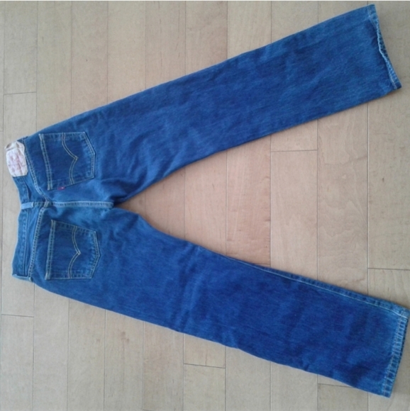 Levis 501 Regular Straight Denim Jeans Mens W 30 L 30 Dark Blue Red Tab - Picture 6 of 7
